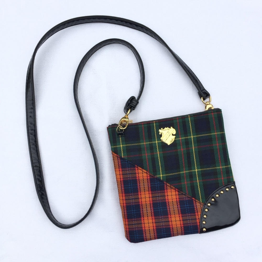 MAC Tartan Plaid faux patent leather Crossbody